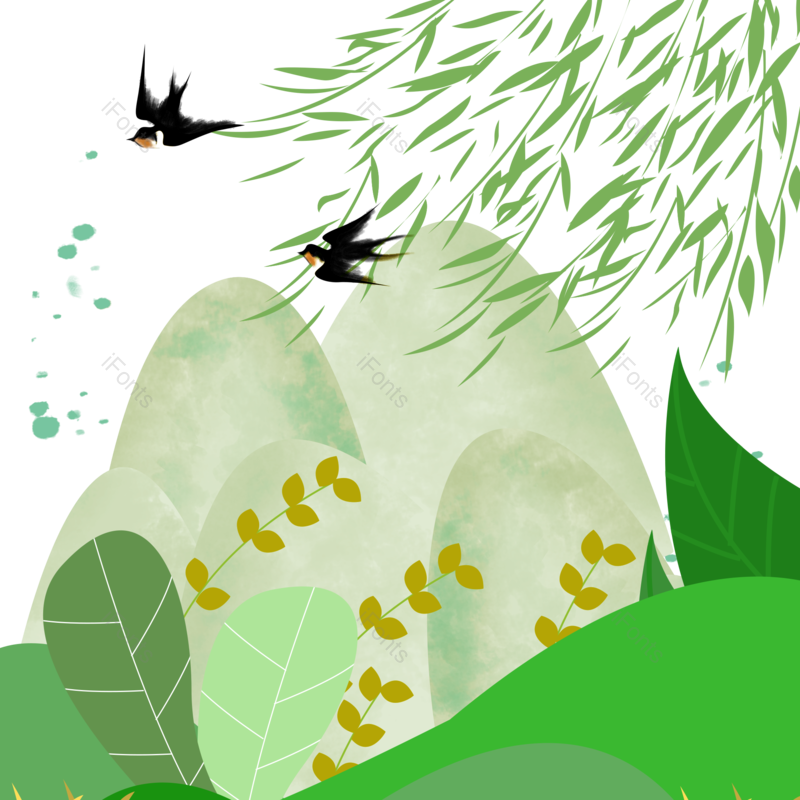 装饰图片,插画元素,绿叶PNG,春季免抠素材